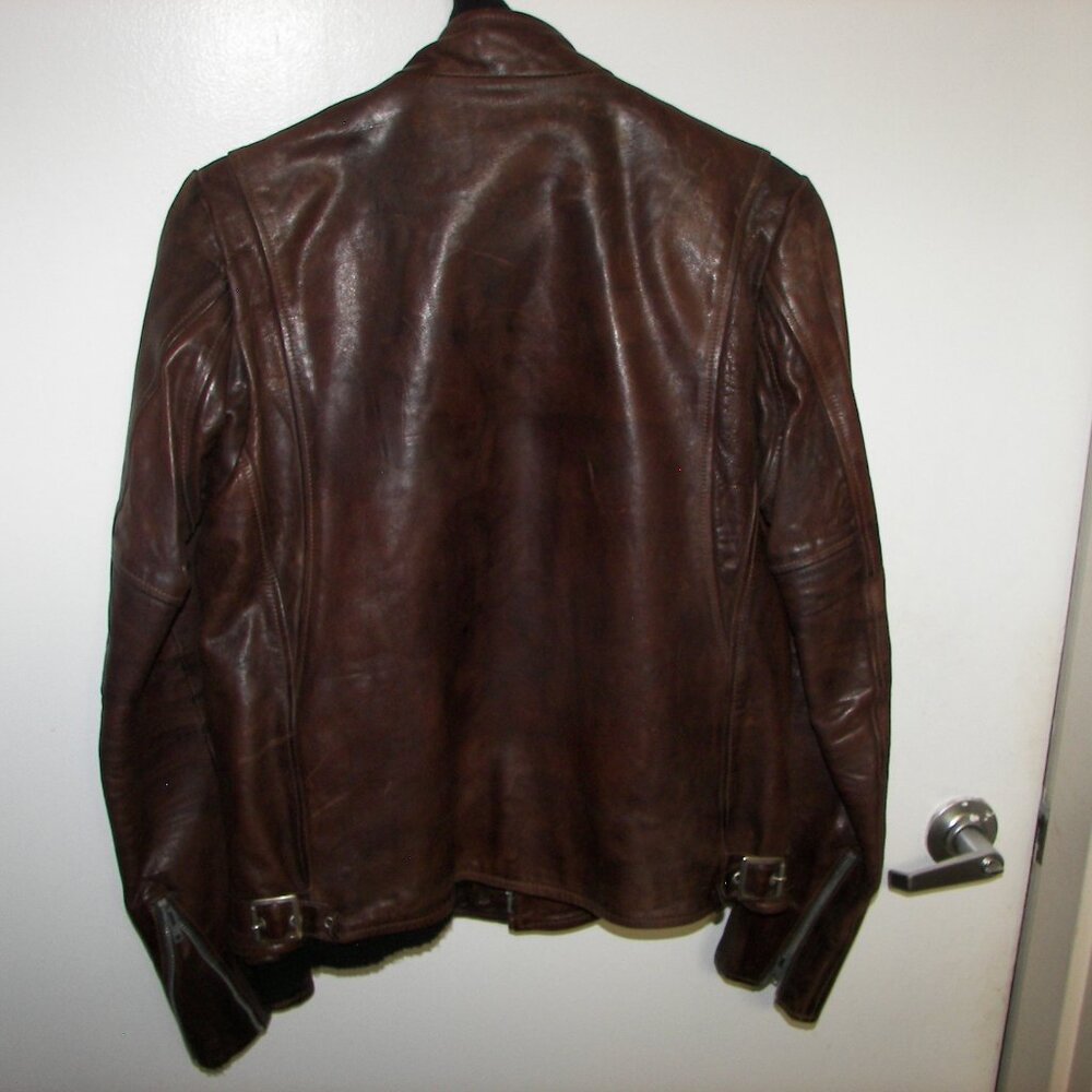 Vintage Golden Goose Giusso distressed caffe leather bomber jacket with tags - Picture 2 of 16